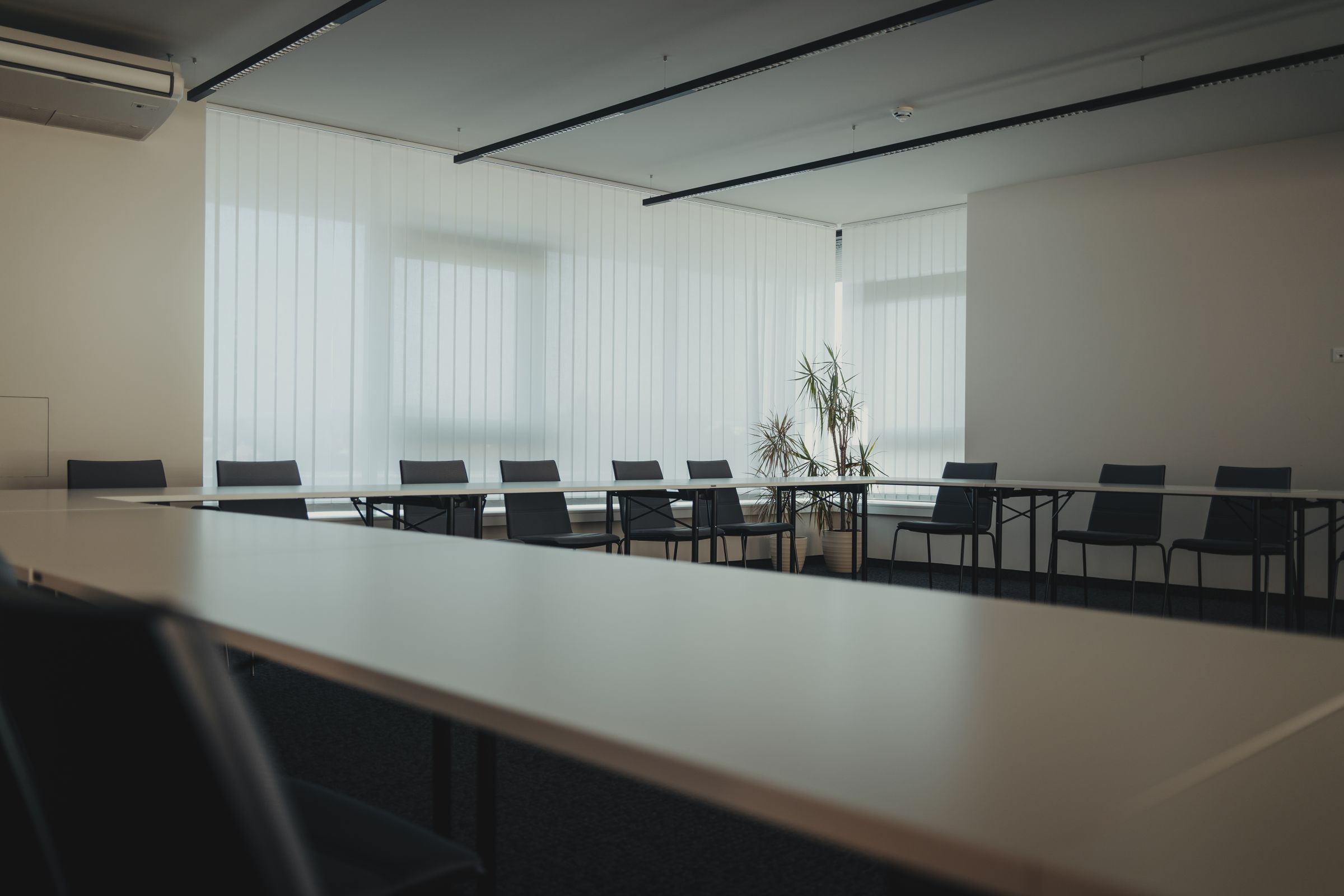 Office meeting room with commercial carpet flooring